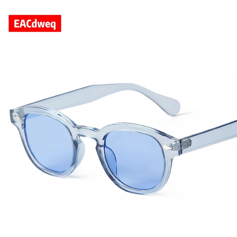 Men'S Fashion Round Glasses - แฟชั่นแว่นกันแดดทรงกลมสีฟ้าใสผู้หญิงผู้ชายเรโทร รีเวท เชดส์แว่นกันแดดทรงสี่เหลี่ยมเล็ก UV400 แว่นตา