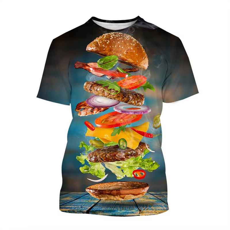 Men'S Fashion Hamburg - เสื้อยืดพิมพ์ลายอาหาร 3 มิติ ตลกๆ สำหรับผู้ชาย ผู้หญิง