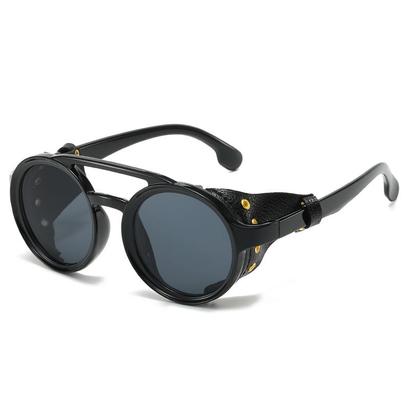 Men'S Fashion Round Glasses - แว่นกันแดดป้องกันรังสียูวีสไตล์เรโทรสำหรับผู้ชายและผู้หญิง กรอบหนังทรงกลม แว่นตาวินเทจ ป้องกันลม แว่นตาสำหรับเล่นกีฬากลางแจ้ง UV400