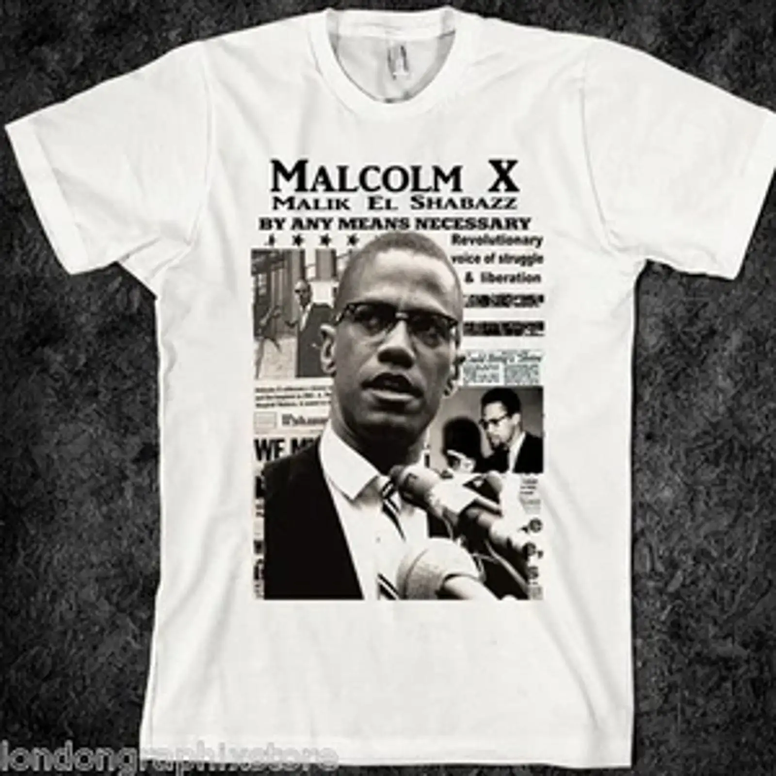 Men'S Fashion History - เสื้อยืด Malcolm X สีดำ ลาย Black