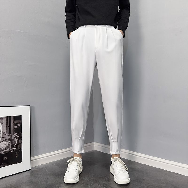 Men'S Fashion Reviews - กางเกงสูททรงหลวมสำหรับผู้ชาย ฤดูร้อน ผ้าบาง สไตล์ลำลอง แบบเกาหลี รีวิวเยอะ