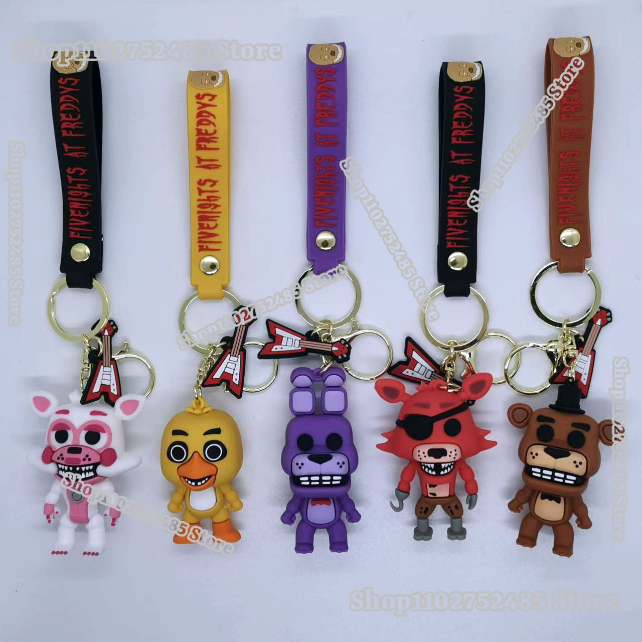 Men Fashion Key - พวงกุญแจตุ๊กตาการ์ตูนอนิเมะ FNAF 5 ชิ้น ตุ๊กตาเฟรดดี้สุดหลอน ของตกแต่งสำหรับนักเรียน