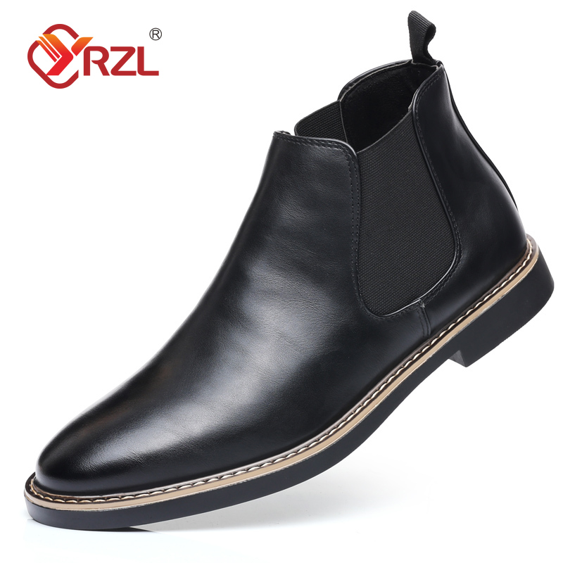 Mens Fashion Autumn 2025 - รองเท้าบูทเชลซีผู้ชาย YRZL 39~47 แบรนด์ดัง สไตล์เรโทร หนัง