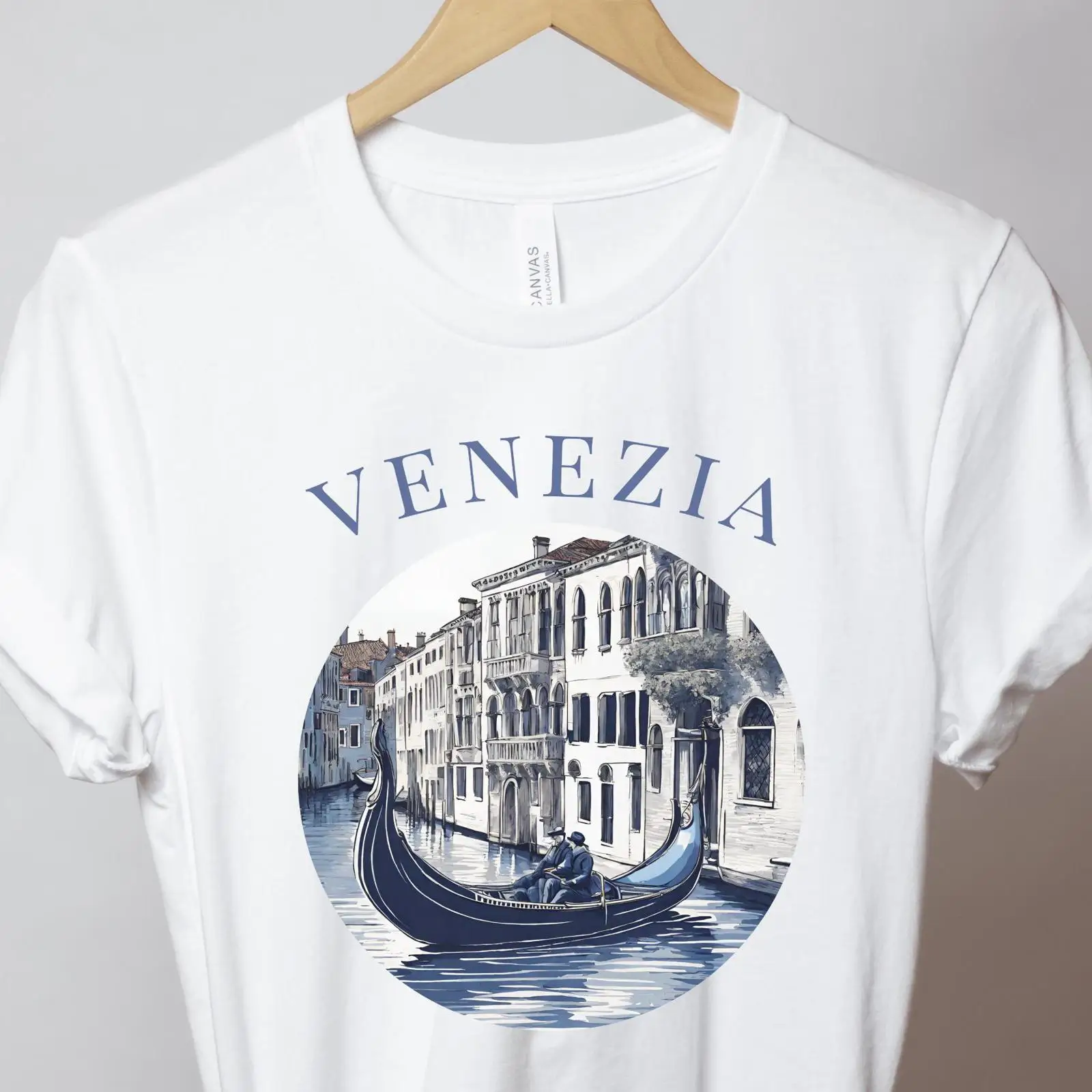 Men'S Fashion Venice Italy - เสื้อยืดเวนิส สีฟ้า ลายเรือกอนโดลา เวนิเซีย อิตาลี ของที่ระลึกสำหรับนักเดินทาง