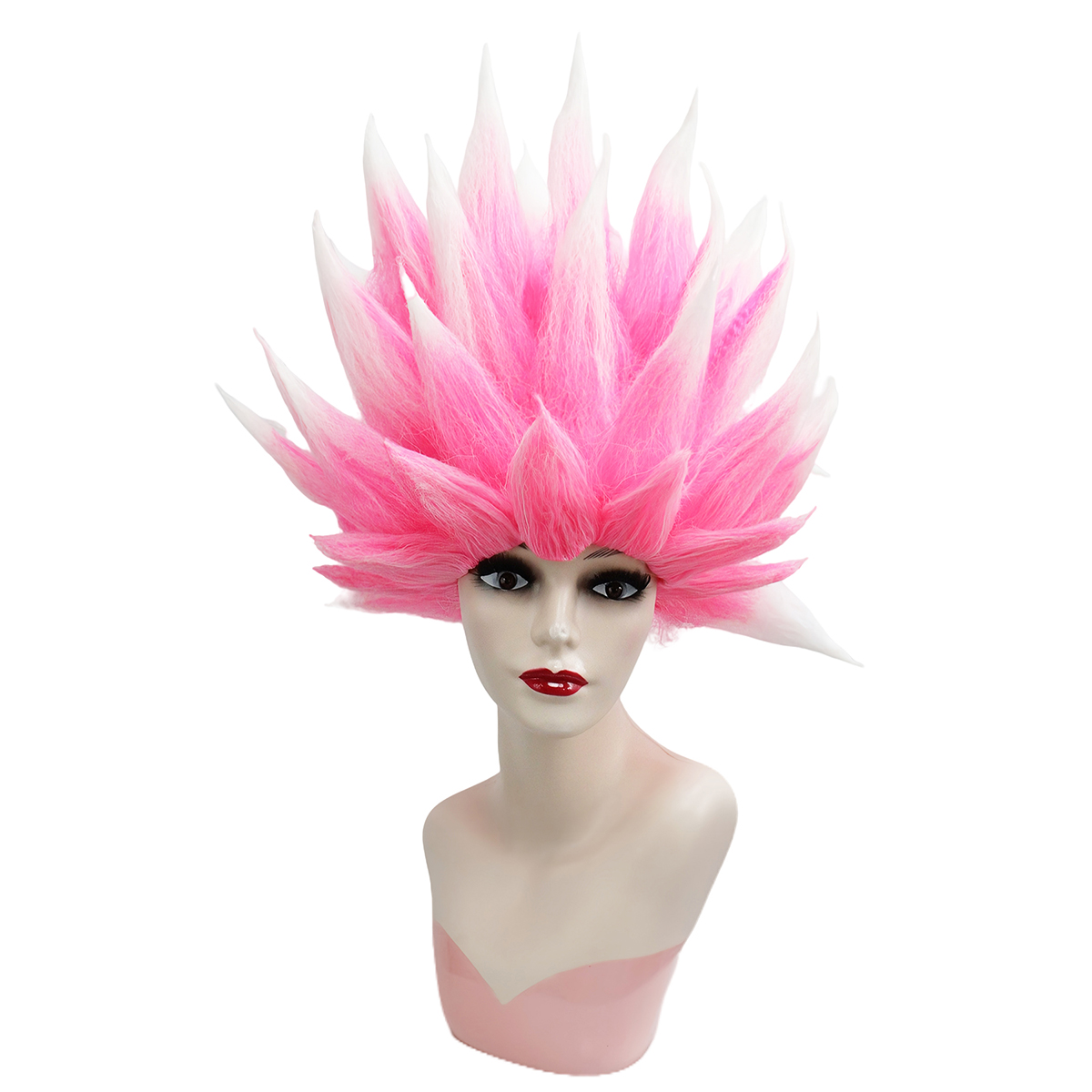 Men Fashion Hair Style - วิกผมใยสังเคราะห์ยี่ห้อ Anxin: สีชมพูและสีขาวไล่เฉดแบบทรงแอฟโฟรแบบแหลมที่ดูโดดเด่น พร้อมเนื้อผมที่มีมิติและหนาแน่น ชั้นสีที่โดดเด่นเป็นเอกลักษณ์ ผลิตจากวัสดุใยสังเคราะห์คุณภาพสูง