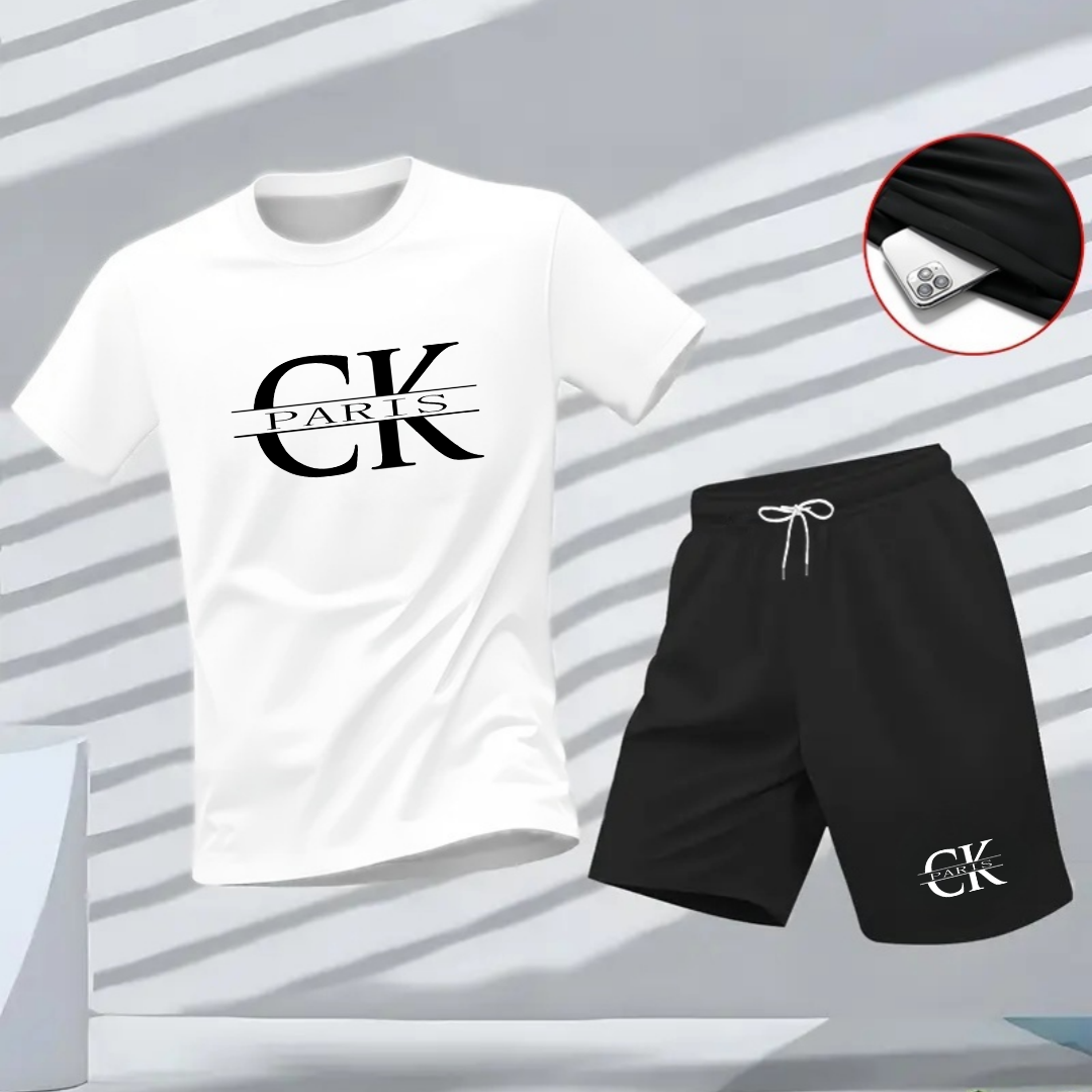 Men'S Fashion Brand - คอลเลกชันฤดูร้อนใหม่ล่าสุดของเสื้อยืดแขนสั้นและชุดสองชิ้นสไตล์สปอร์ตสตรีทแฟชั่นลำลองสำหรับผู้ชาย