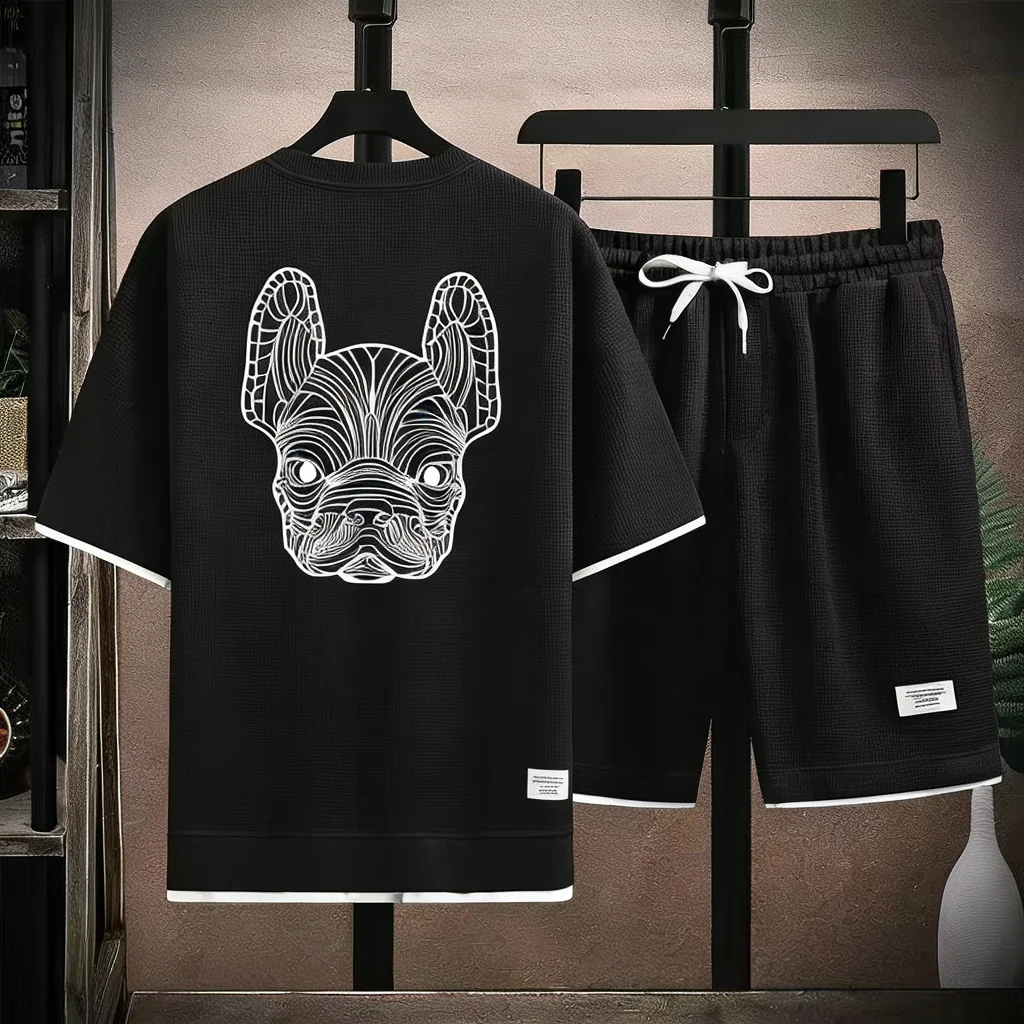 Men'S Fashion And Style - ฤดูร้อนผู้ชายเสื้อยืดแขนสั้นลำลองแห้งเร็วและกางเกงขาสั้นชุดแฟชั่นสตรีทแฟชั่นวิ่งกีฬาชุด 2 ชิ้น