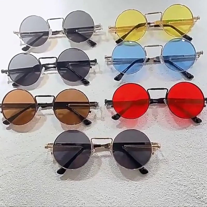Men'S Fashion Round Glasses - แว่นกันแดดทรงกลมกรอบโลหะวินเทจ ผู้หญิง ผู้ชาย สไตล์พังก์ แว่นตากันแดดทรงกลม แว่นตาผู้หญิง