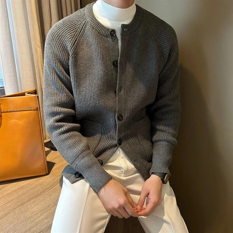 Men'S Fashion Reviews - GELITAYIN เสื้อคาร์ดิแกนถักหนาผู้ชายเสื้อสีทึบพร้อมกระเป๋าเสื้อกันหนาวสำหรับผู้ชายฮาราจูกุ Y2k เกาหลีรีวิวเสื้อผ้าแฟชั่นแคช