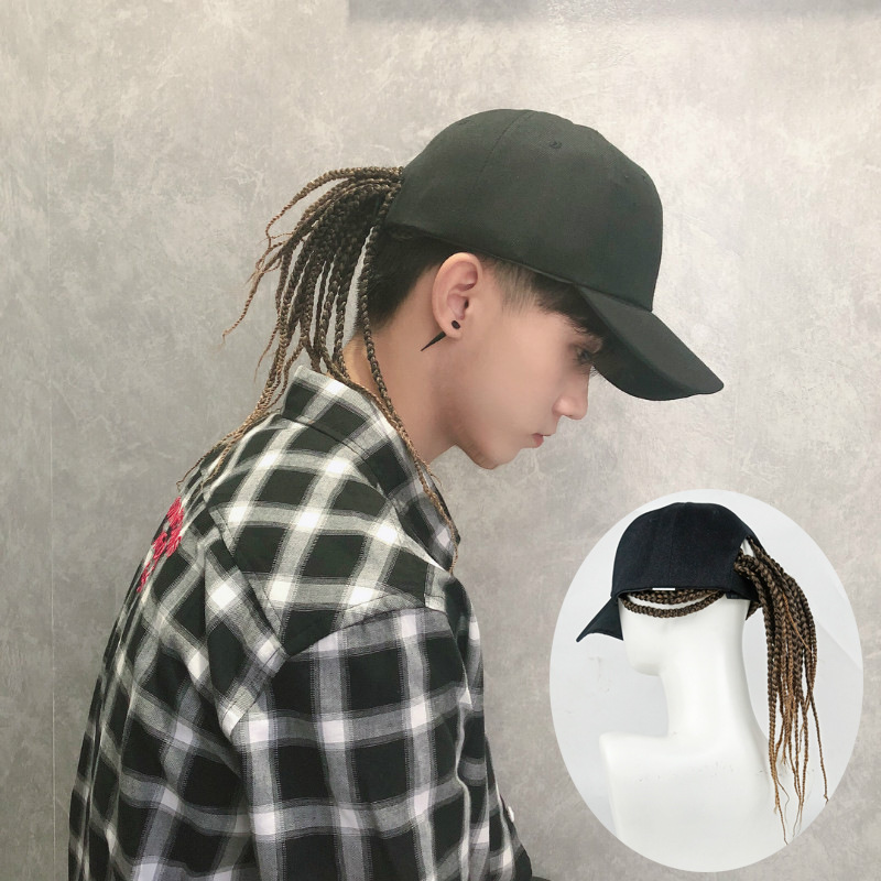 Men Fashion Hair Style - วิกผมสังเคราะห์แบบมีผมหยิกในตัว แฟชั่นวิกผมหยิกสำหรับผู้ชาย แบบคาดศีรษะ สามารถสวมใส่เป็นผมหางม้าได้โดยตรง