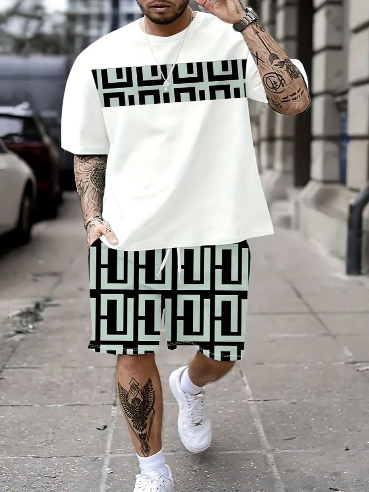 Men'S Fashion And Style - กางเกงขาสั้นแขนสั้นผู้ชายสไตล์ใหม่สำหรับฤดูร้อนพร้อมการพิมพ์ 3 มิติที่ระบายอากาศได้ดีและแฟชั่นลำลอง - เสื้อผ้าผู้ชายแนวสตรีท