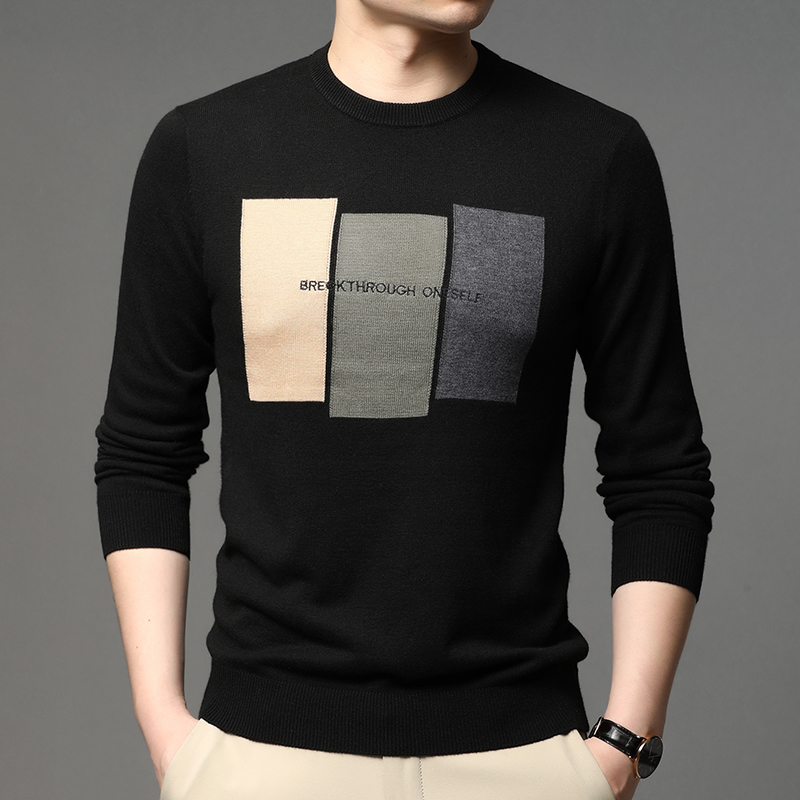 Mens Fashion Mullet - เสื้อสเวตเตอร์ถักผ้าแจ็คการ์ดของผู้ชายเสื้อสวมหัวลำลองให้ความอบอุ่นหนาใหม่2024ฤดูใบไม้ร่วงและฤดูหนาว