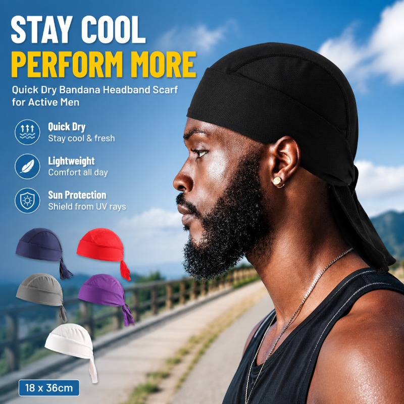 Men'S Fashion With Hat - ผ้าพันคอโพลีเอสเตอร์แห้งเร็วสำหรับผู้ชาย ฤดูร้อน วิ่ง เดินป่า ปั่นจักรยาน หมวกบาลาคลาวา