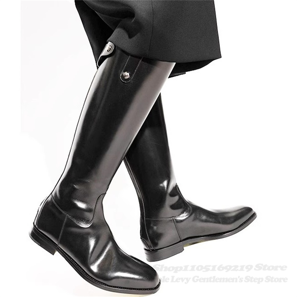 Mens Fashion Autumn 2025 - รองเท้าบูททรงนักรบแฟชั่นฤดูใบไม้ร่วงและฤดูหนาวปี 2025 สำหรับผู้ชาย หนังแท้ ส้นหนา สีพื้น