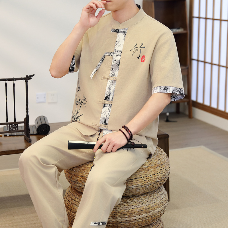 Men'S Fashion And Style - ชุดลำลองผู้ชายสไตล์จีน ฤดูใบไม้ผลิ 2026 เสื้อ+กางเกง ฤดูร้อน ผ้าฝ้าย