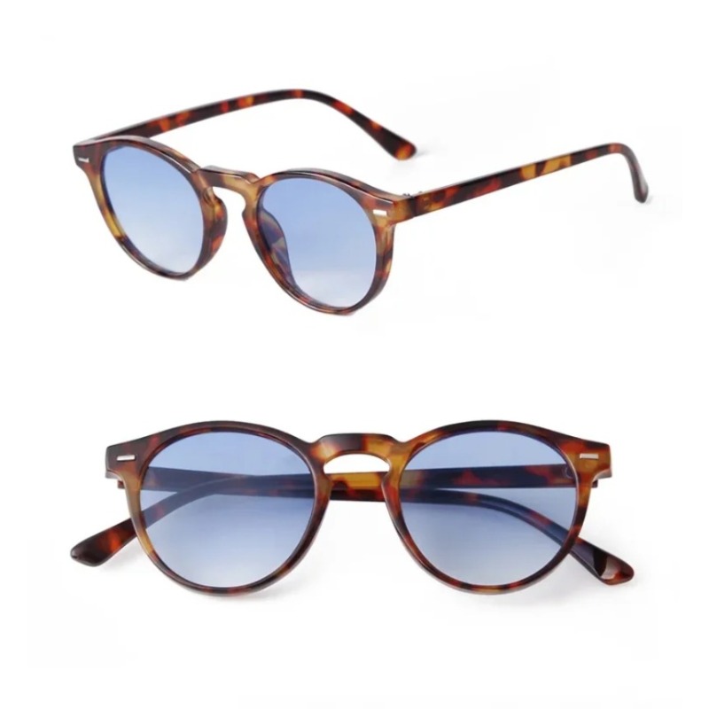 Men'S Fashion Round Glasses - แว่นกันแดดทรงกลมสไตล์วินเทจสำหรับผู้หญิงผู้ชาย แบรนด์ดีไซน์ย้อนยุค ตกแต่งหมุด เลนส์สีเหลืองสีน้ำเงิน แว่นกันแดดทรงเหลี่ยมสำหรับผู้ชายผู้หญิง