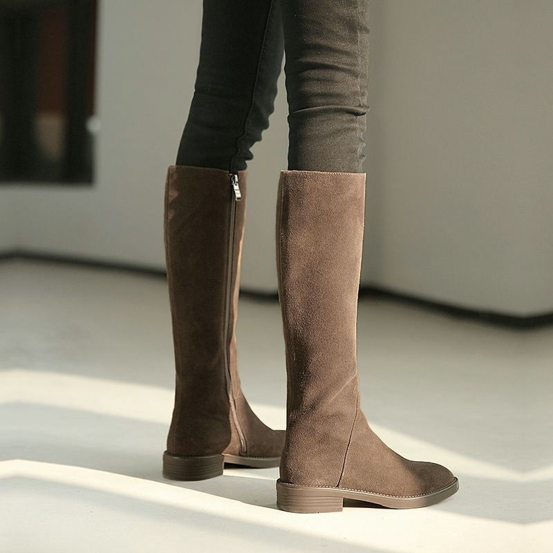 Men Fashion Elegant - รองเท้าบูทผู้หญิงแฟชั่นฤดูหนาวบุขนเทียมสีดำแบบยาว