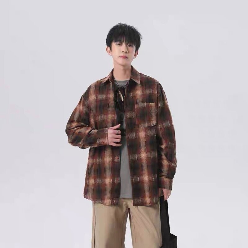 Men'S Fashion Essentials 2025 - 2025 ใหม่ลายสก๊อตผู้ชายY2KแรงบันดาลใจVINTAGE Streetสไตล์High Streetแฟชั่นSoft FlannelหลวมFit GrungeดูEssential