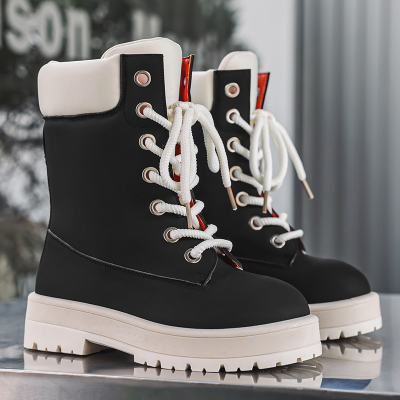 รองเท้าผ้าใบหุ้มข้อสูงพื้นหนาเ - Mens Fashion Autumn 2025 บทวิจารณ์และราคา