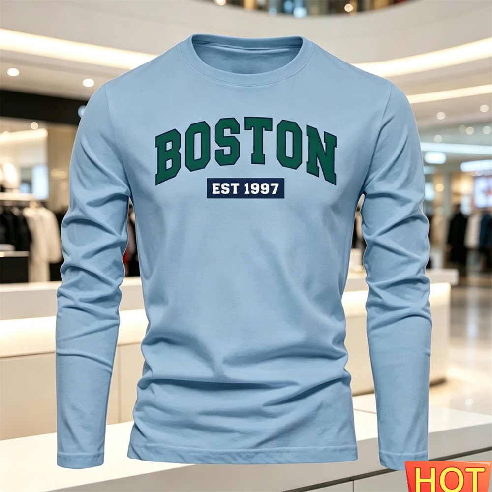 เสื้อยืดแขนยาวผู้ชายลายตัวอักษ - Men'S Tops Fashion บทวิจารณ์และราคา