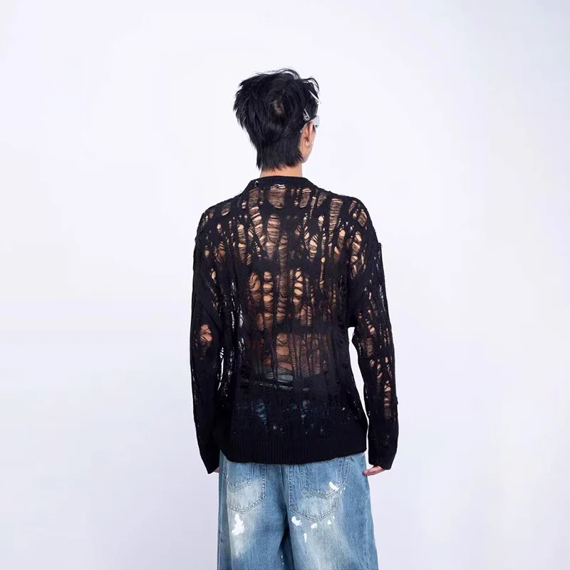 เสื้อสเวตเตอร์ถักตาข่ายฉลุลายส - Mens Fashion Mullet บทวิจารณ์และราคา