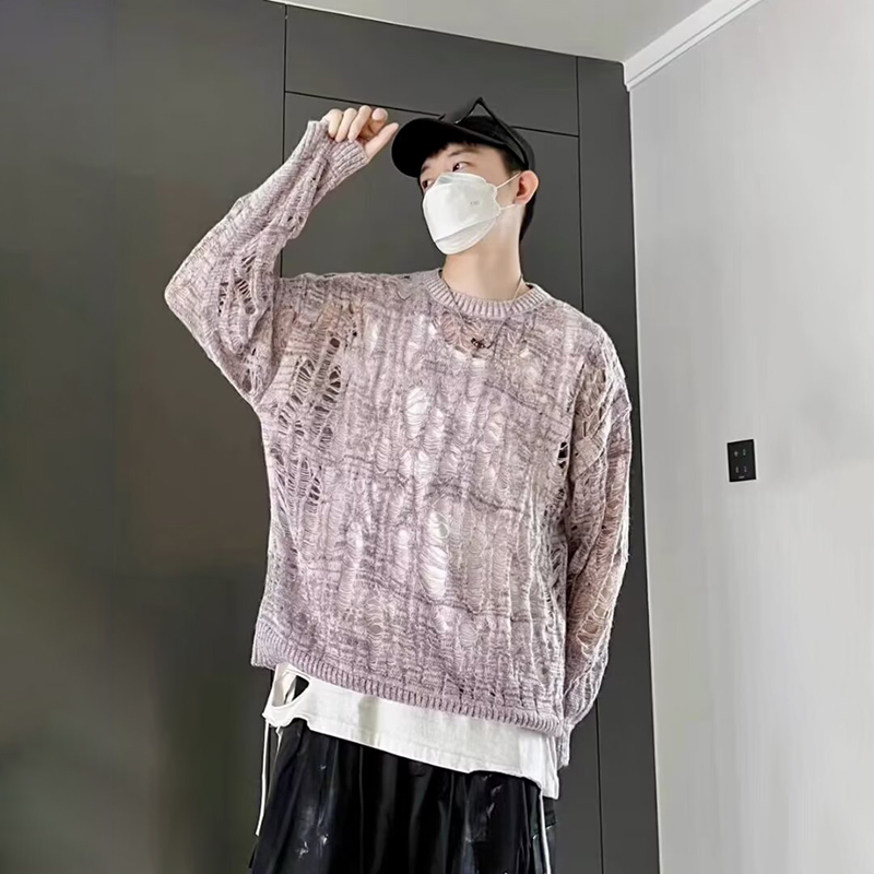 เสื้อสเวตเตอร์ถักตาข่ายฉลุลายส - Mens Fashion Mullet บทวิจารณ์และราคา