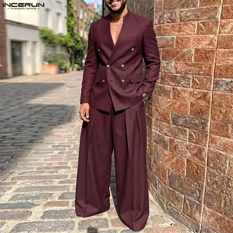 ชุดเซ็ตผู้ชาย INCERUN สีพื้น ค - Men Fashion Elegant บทวิจารณ์และราคา
