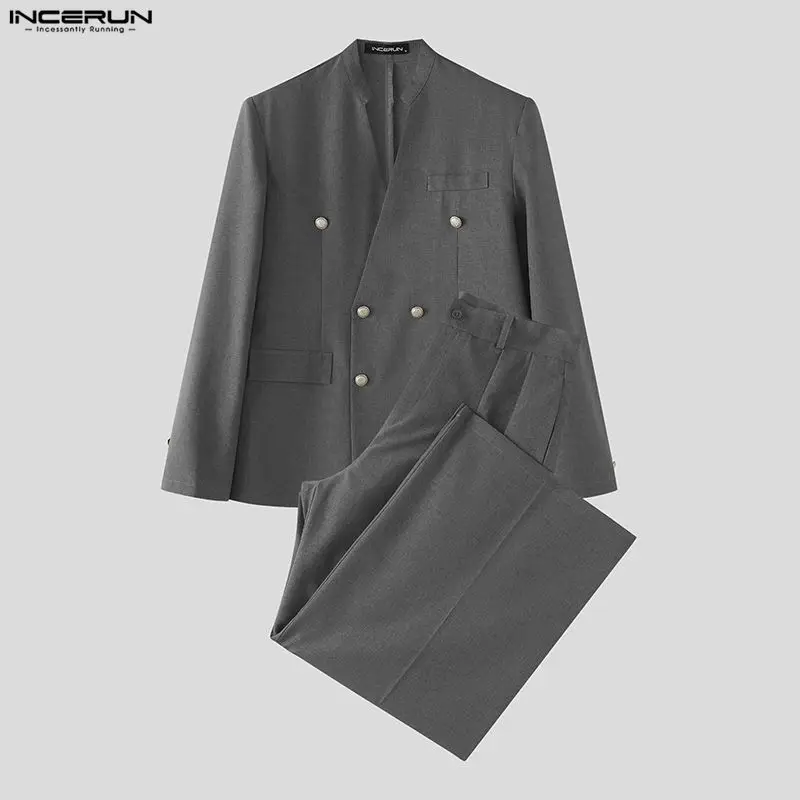 ชุดเซ็ตผู้ชาย INCERUN สีพื้น ค - Men Fashion Elegant บทวิจารณ์และราคา