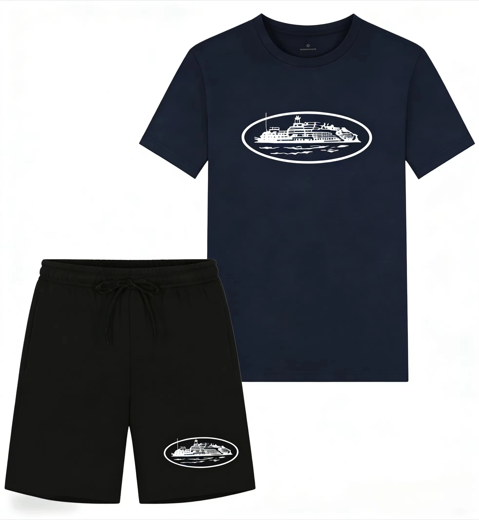 เสื้อยืดและกางเกงขาสั้นพิมพ์ลา - Men'S Fashion Brand บทวิจารณ์และราคา
