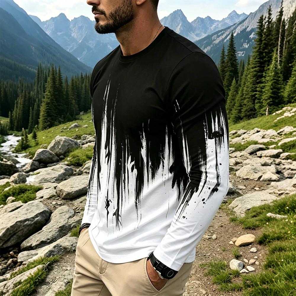 เสื้อยืดแขนยาวผู้ชายลายไล่เฉดส - Men'S Tops Fashion บทวิจารณ์และราคา