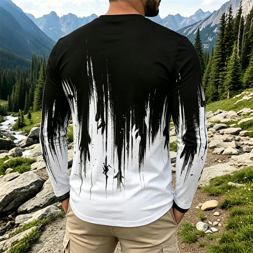 เสื้อยืดแขนยาวผู้ชายลายไล่เฉดส - Men'S Tops Fashion บทวิจารณ์และราคา